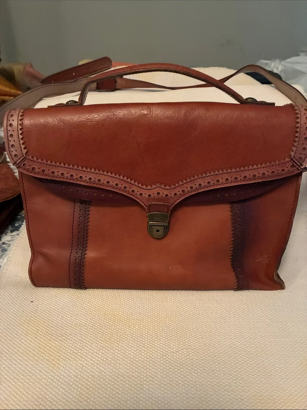 Patricia Nash Brown Leather women’s Satchel Shoulder/Dr.s bag-can be unisex